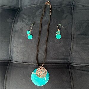Turquoise Pendant Necklace and Earring Set
